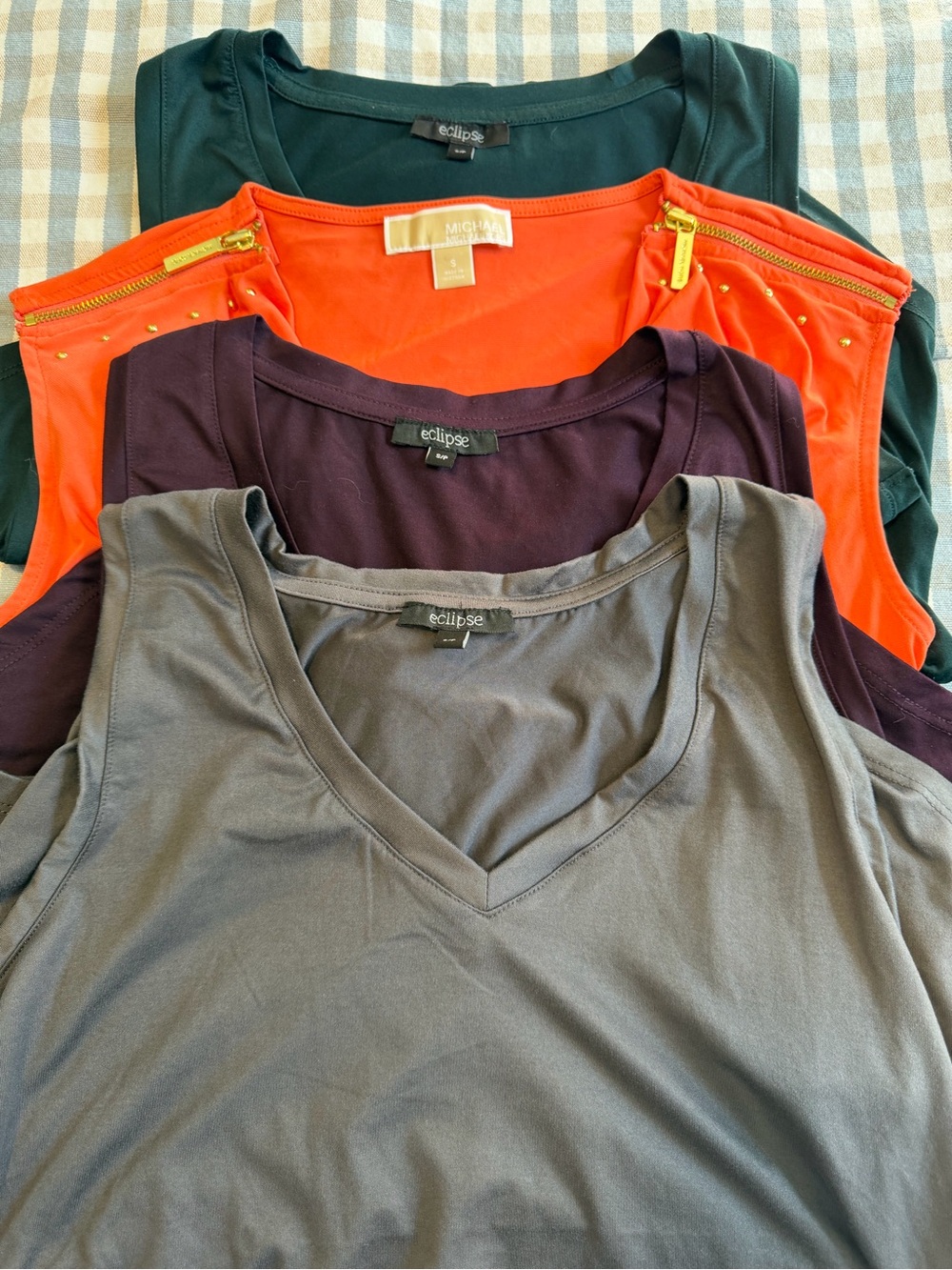 MICHAEL Michael Kors Orange Tank Top with Gold Zipper Accent